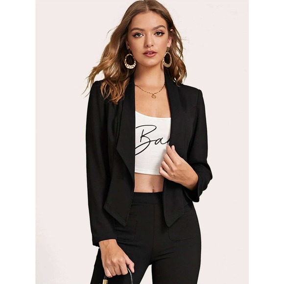 Shawl Collar Slim Fit Blazer Jacket Black - Picture 2 of 6